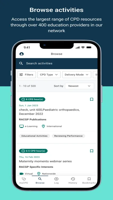 myCPD Screenshots