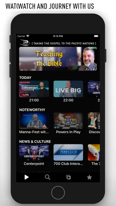 Capturas de tela do TBN Pacific Live