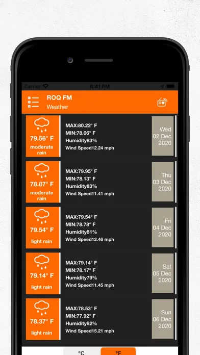 Ảnh chụp màn hình của ROQ FM