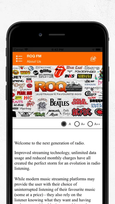 Ảnh chụp màn hình của ROQ FM