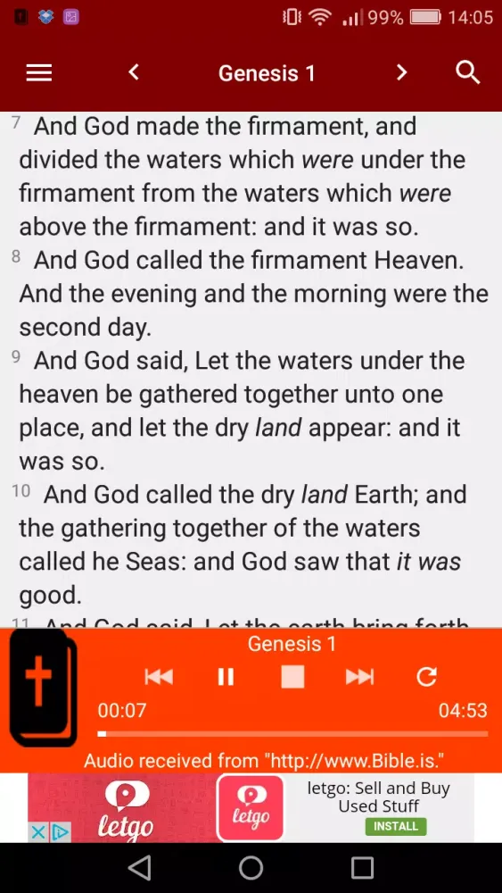 Tangkapan layar KJV Audio