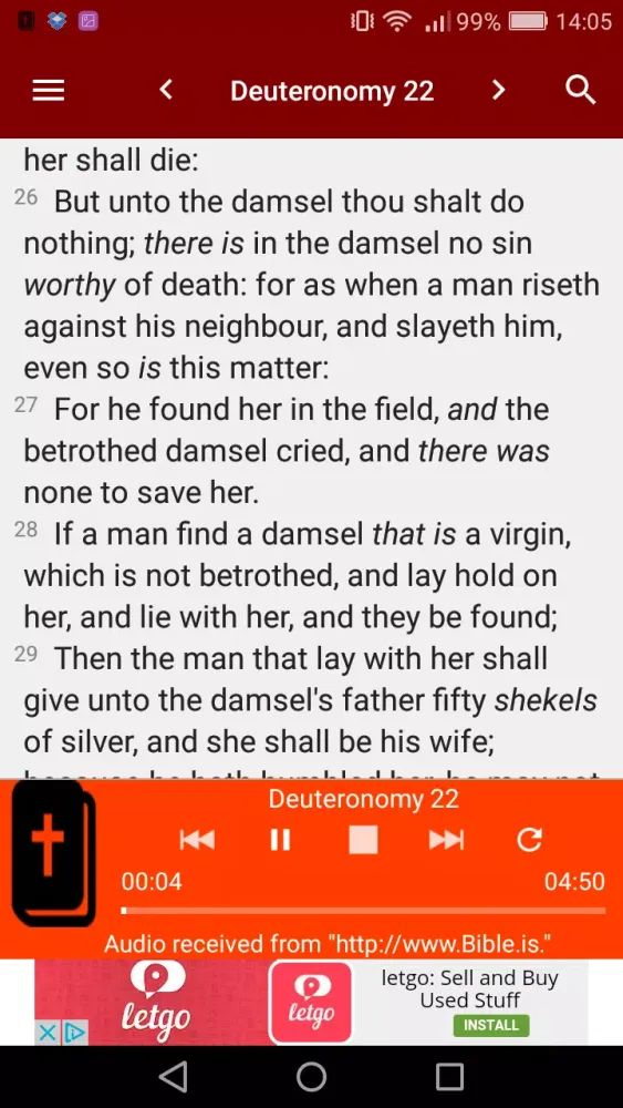 Tangkapan layar KJV Audio