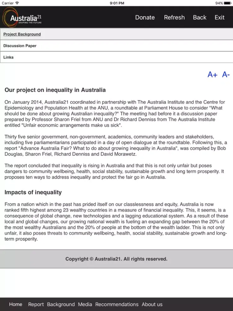 Australia21 Inequality App iPad  স্ক্রিনশট