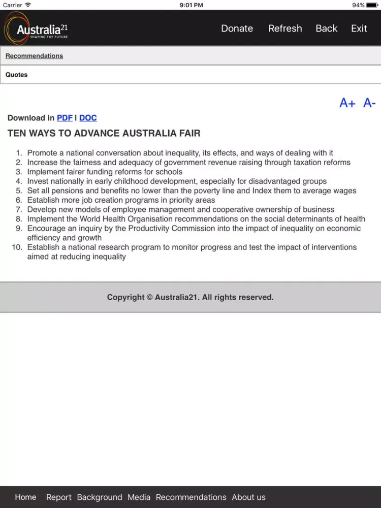 Australia21 Inequality App iPad  স্ক্রিনশট