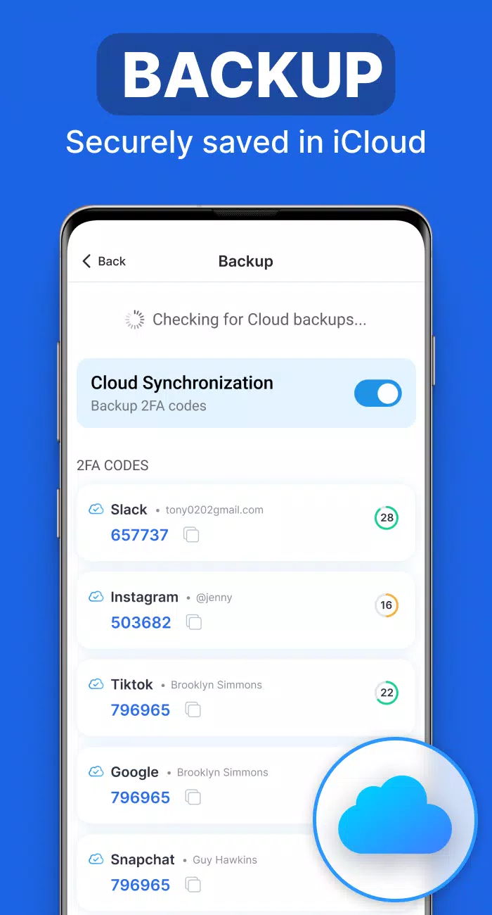 Capturas de tela do Authenticator