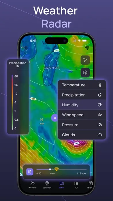 Tangkapan layar NOAA Weather Radar, Forecast
