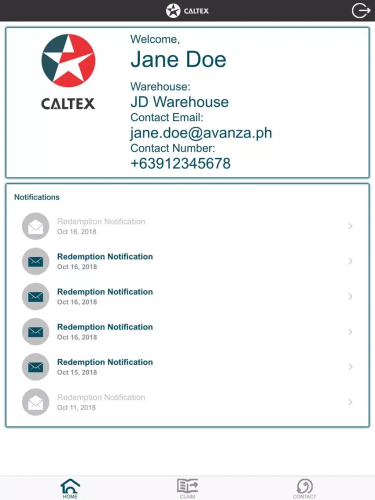 Tangkapan skrin Caltex LubeRewards Merchant iPad 