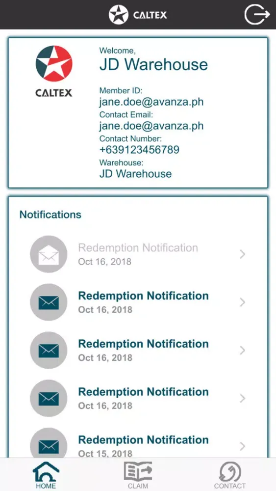 Tangkapan skrin Caltex LubeRewards Merchant