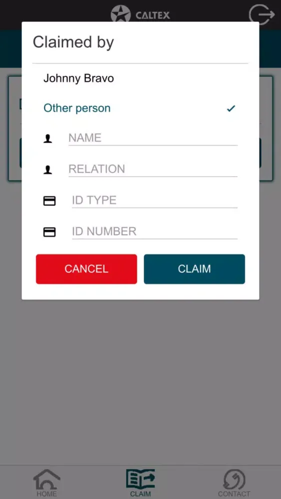 Tangkapan skrin Caltex LubeRewards Merchant