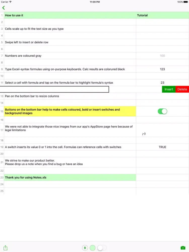 Capturas de pantalla de Notes.xls expences spreadsheet iPad 