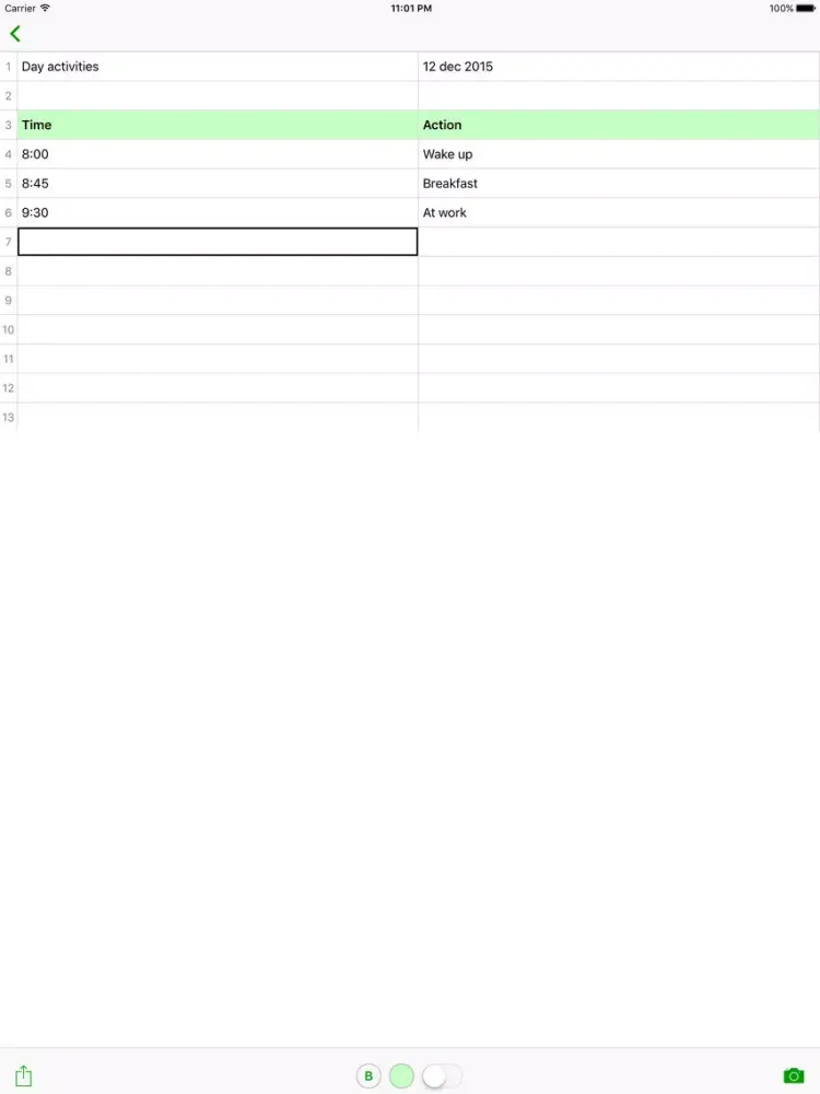 Capturas de pantalla de Notes.xls expences spreadsheet iPad 