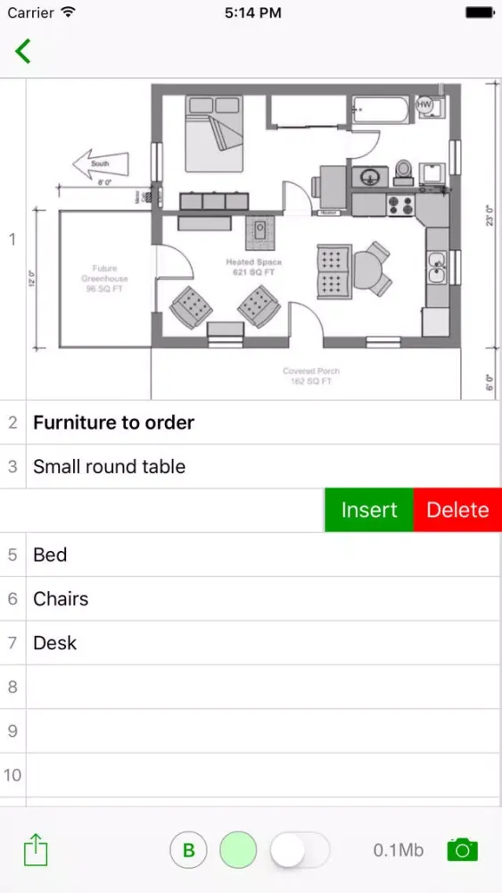 Capturas de pantalla de Notes.xls expences spreadsheet
