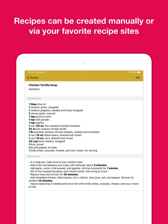 Save My Recipe iPad  سکرین شاٹس