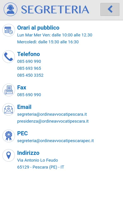 Screenshot di Ordine Avvocati Pescara