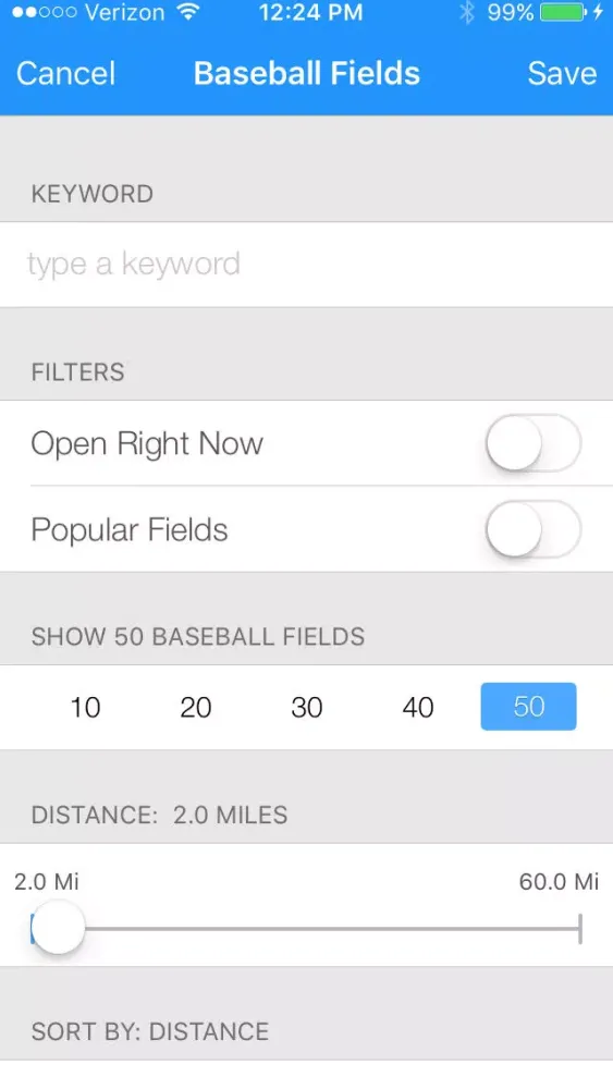 Baseball Field Finder Screenshots