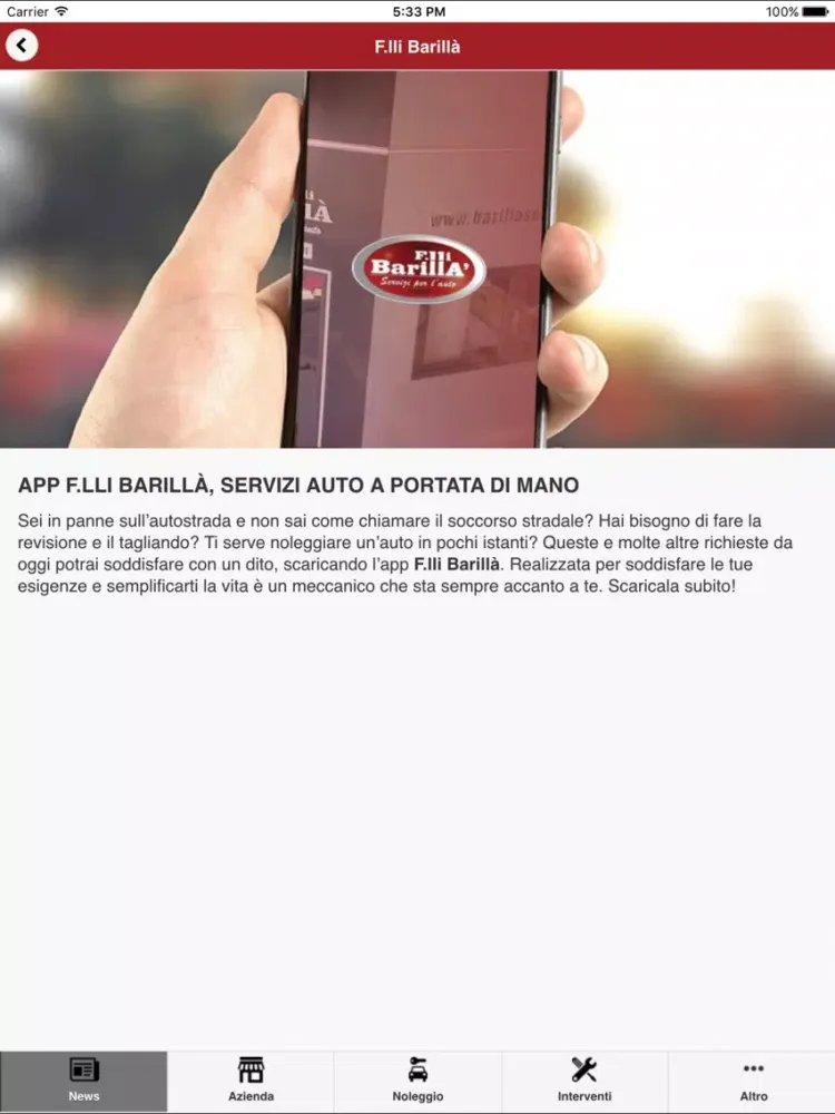 Tangkapan skrin F.lli Barillà iPad 