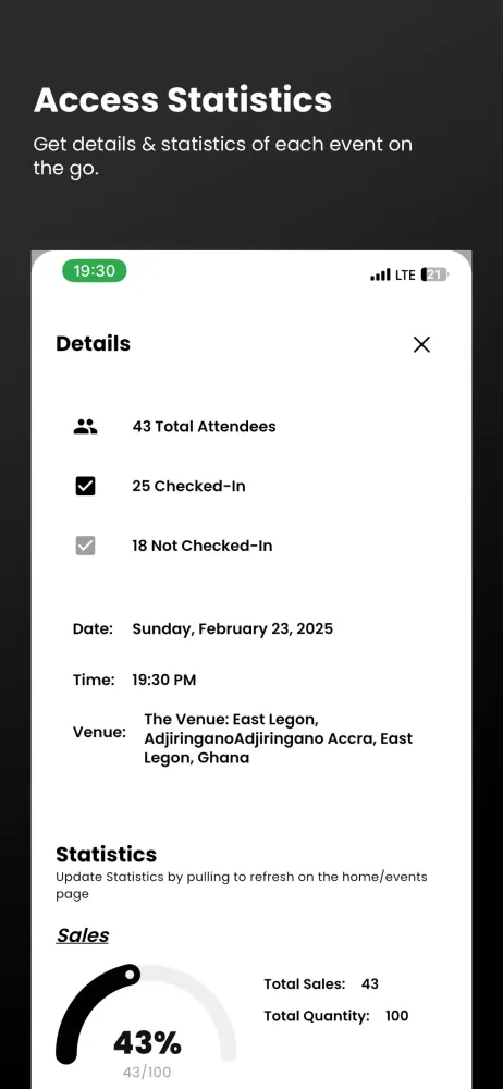 Zrzuty ekranu Ayatickets Check-Ins