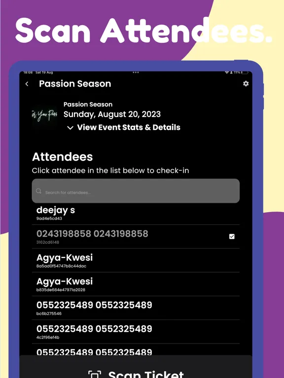 Screenshot di Ayatickets Check-Ins iPad 