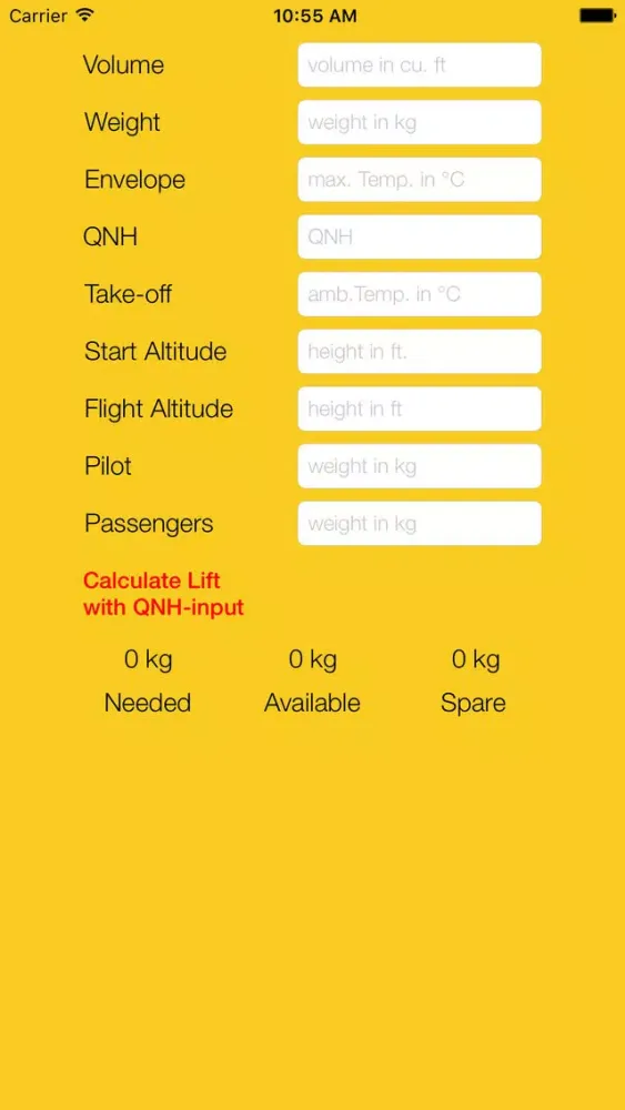 Screenshot di Lift Calculator for Hot Air Balloons