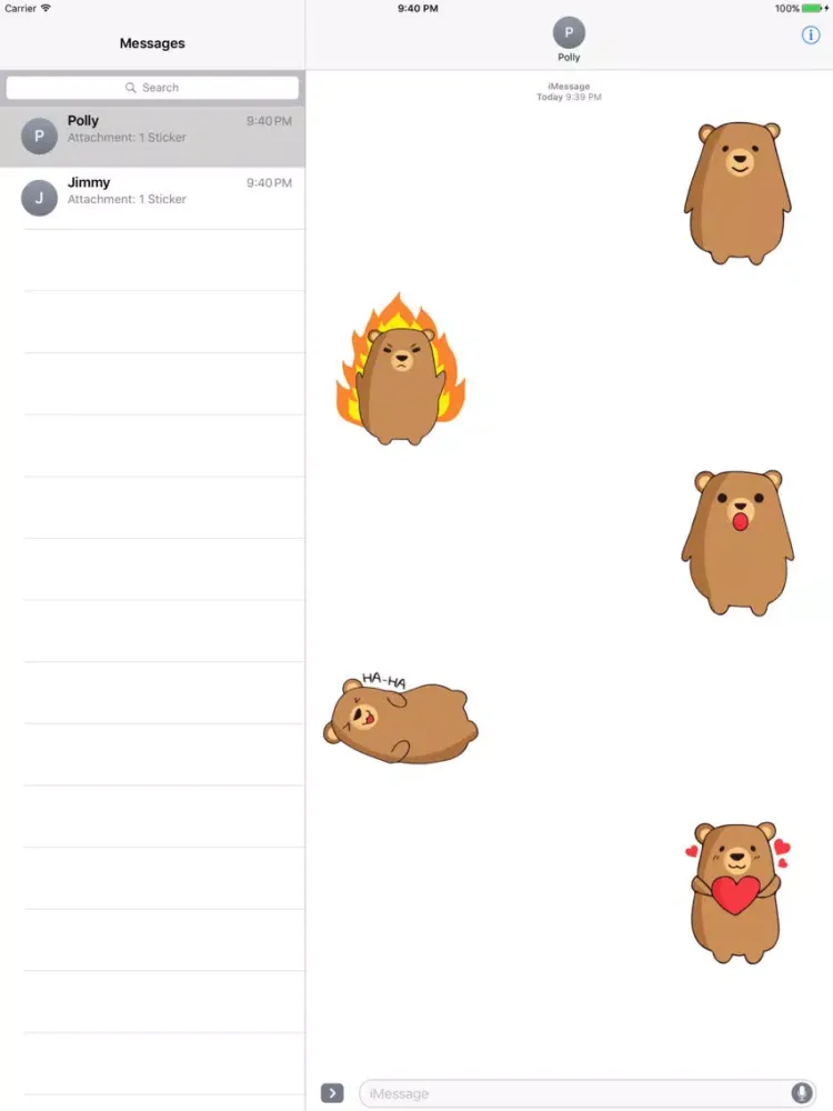 Capturas de tela do Baby Bear - Stickers for iMessage iPad 