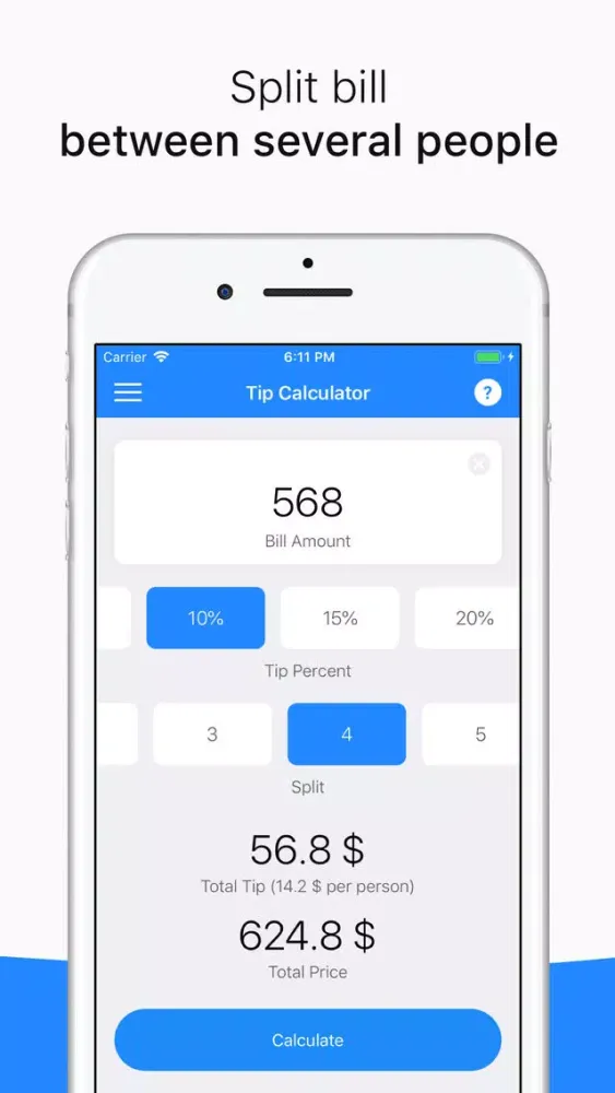Tangkapan layar Tip Calculator and Bill Split