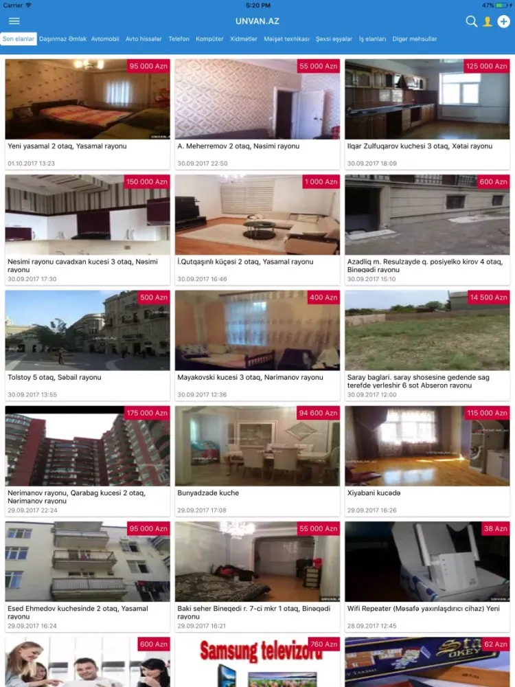 Unvan.az - Pulsuz Elanlar iPad  سکرین شاٹس