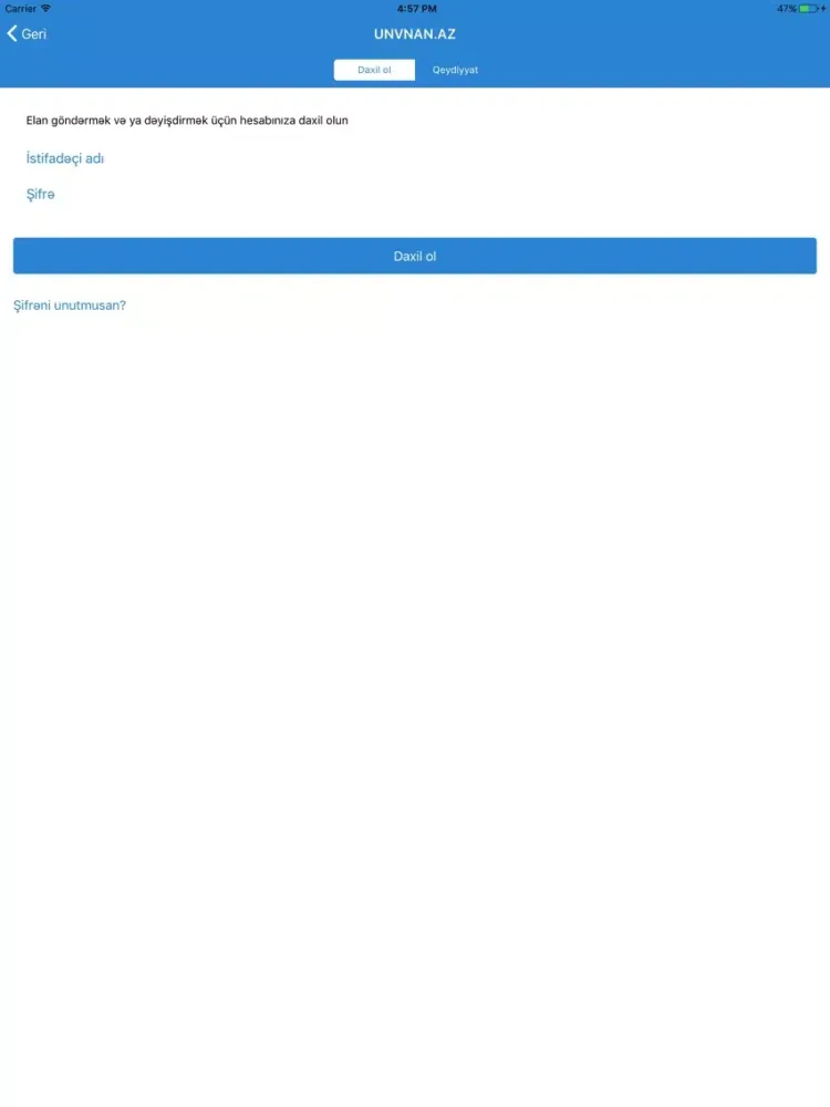 Unvan.az - Pulsuz Elanlar iPad  سکرین شاٹس