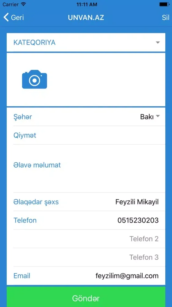 Unvan.az - Pulsuz Elanlar سکرین شاٹس