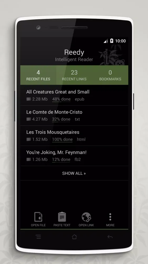 Screenshot di Reedy. Intelligent reader