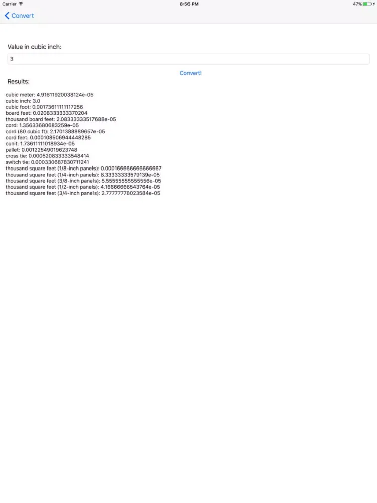 ภาพหน้าจอของ Lumber volume converter iPad 