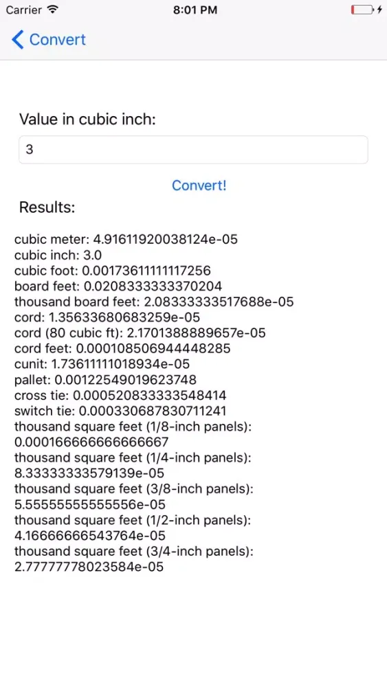 ภาพหน้าจอของ Lumber volume converter