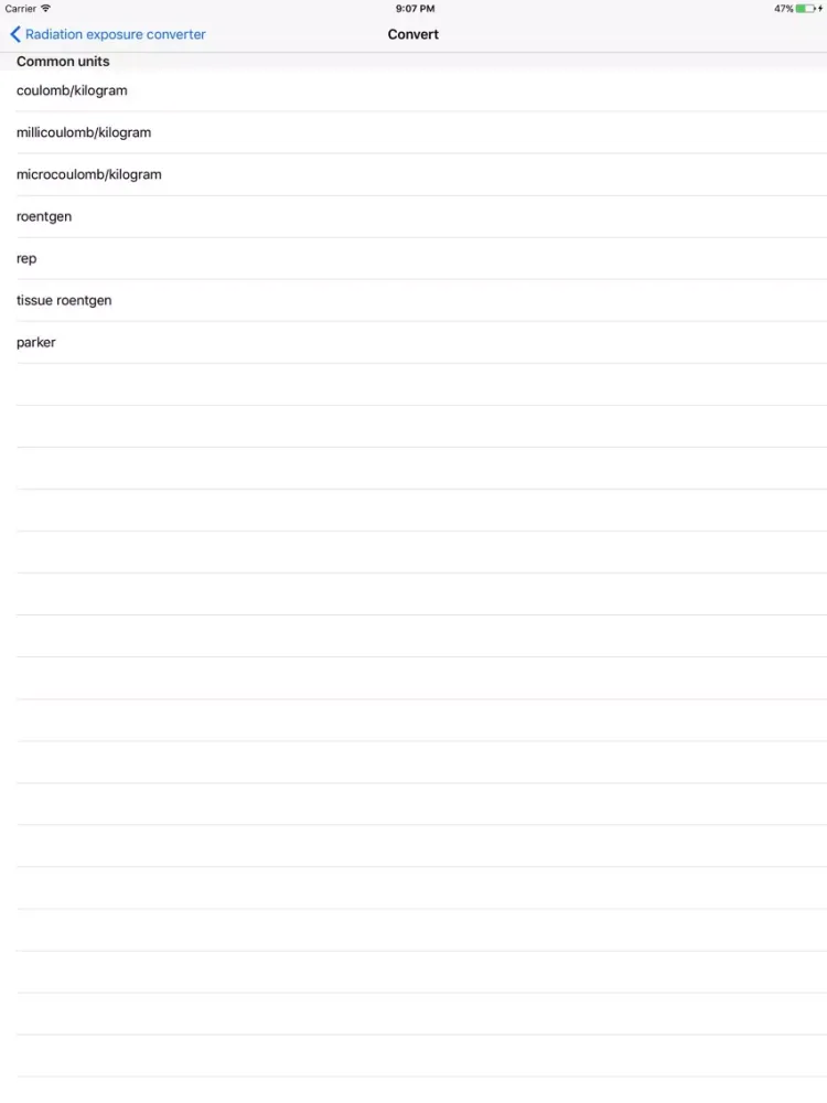 Radiation exposure converter iPad  Ekran Görüntüleri