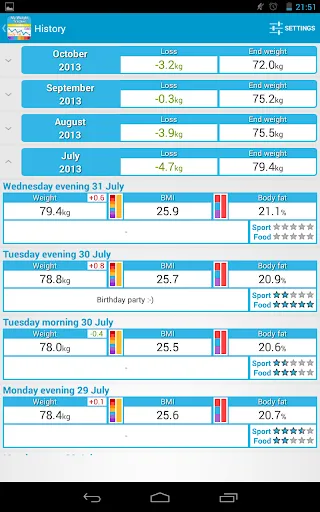 My weight tracker Screenshots