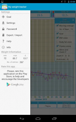 My weight tracker Screenshots
