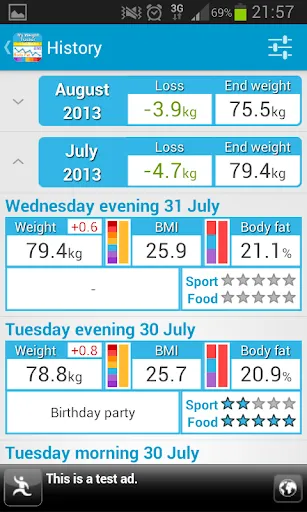My weight tracker Screenshots