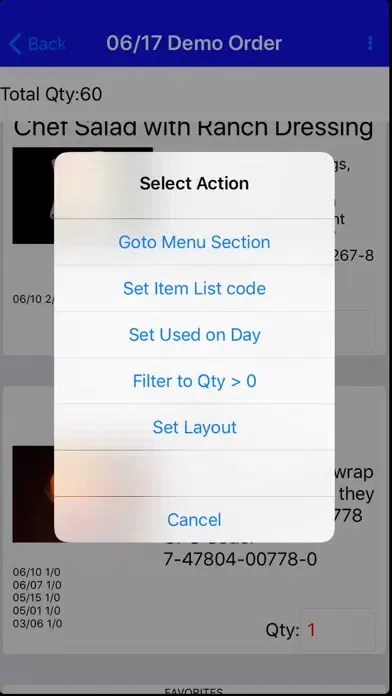 Capturas de tela do KF Mobile Ordering