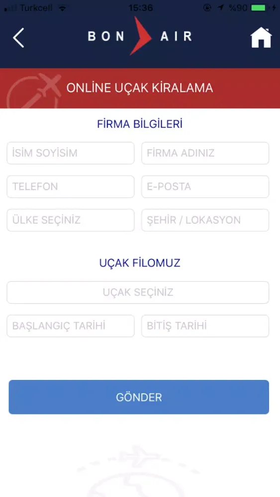 BonAir Havacılık Ekran Görüntüleri