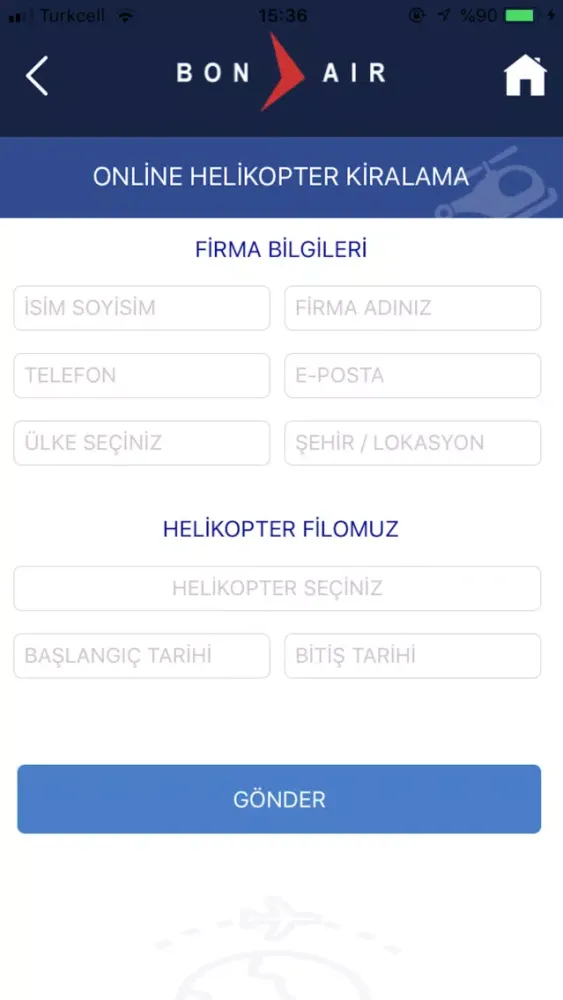 BonAir Havacılık Ekran Görüntüleri