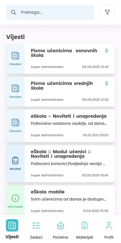 eŠkola Screenshots