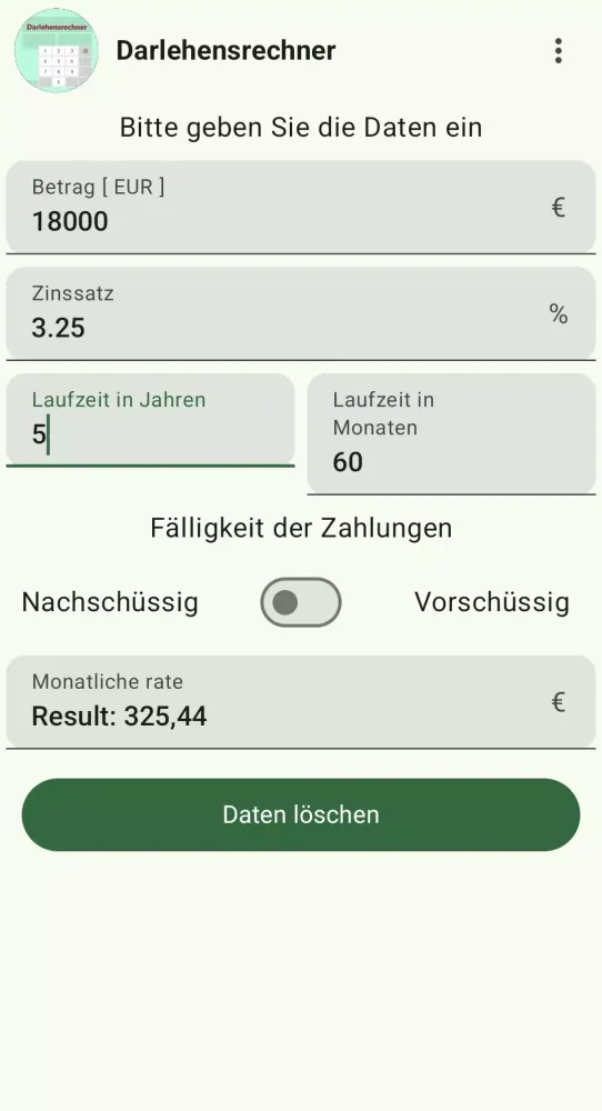 Darlehensrechner Kreditrechner 스크린샷