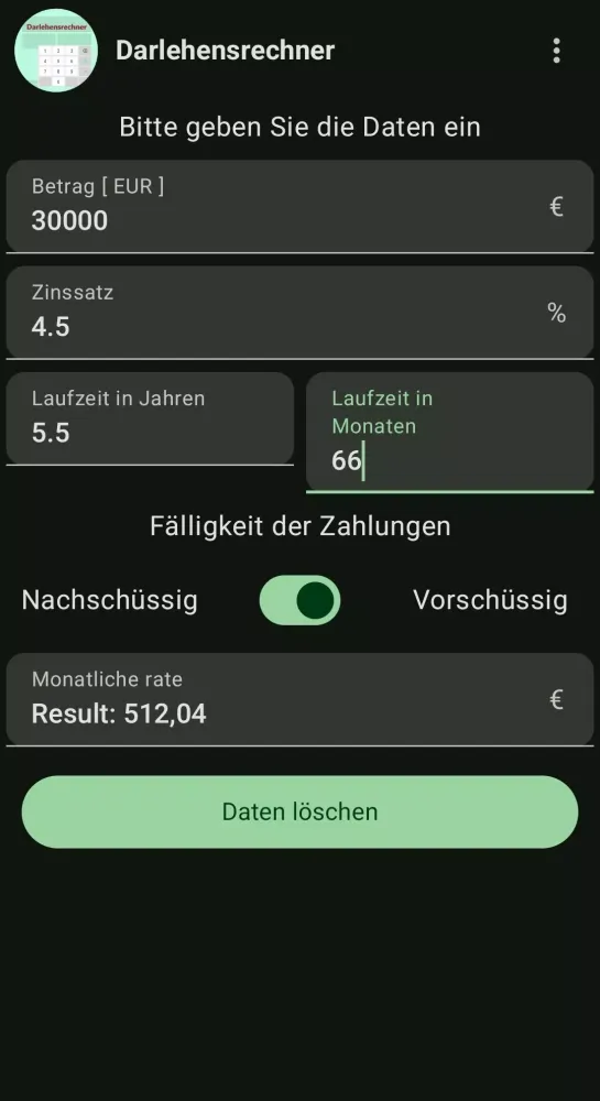Darlehensrechner Kreditrechner 스크린샷