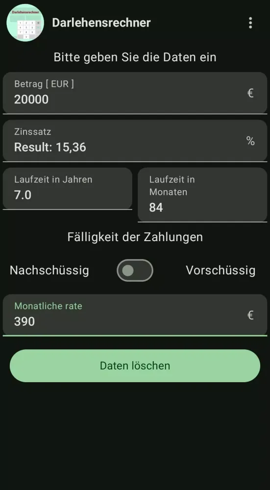 Darlehensrechner Kreditrechner 스크린샷