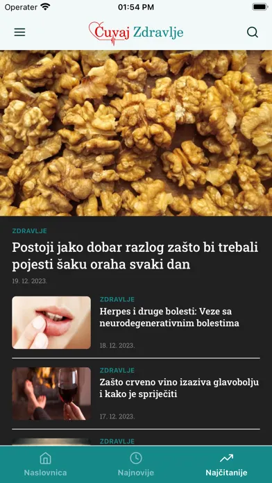 Screenshot di ČuvajZdravlje.ba