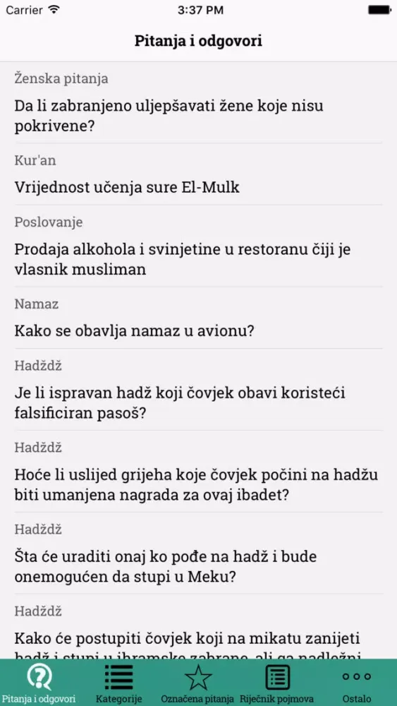 Tangkapan layar Pitanja i Odgovori