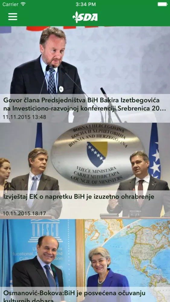 Ảnh chụp màn hình của SDA - Stranka demokratske akcije BiH