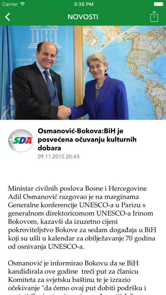 Ảnh chụp màn hình của SDA - Stranka demokratske akcije BiH