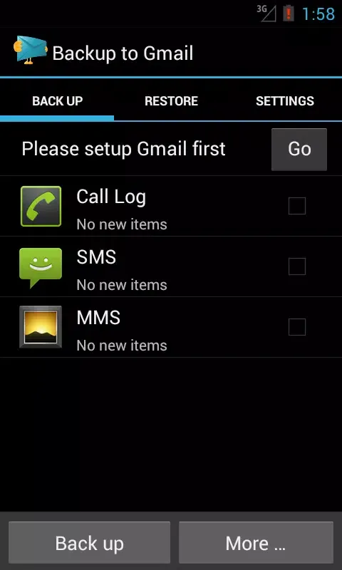 Backup to Gmail স্ক্রিনশট