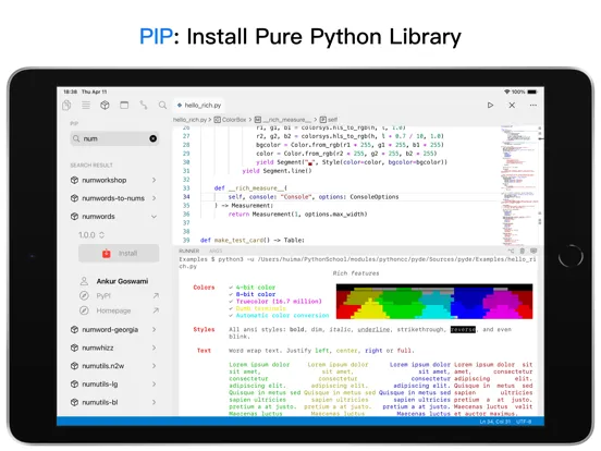 Python3IDE iPad Screenshots