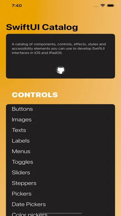 Captures d'écran de SwiftUI Catalog
