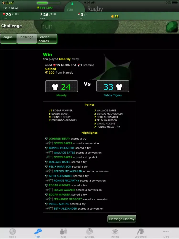 Capturas de tela do runRugby Manager iPad 